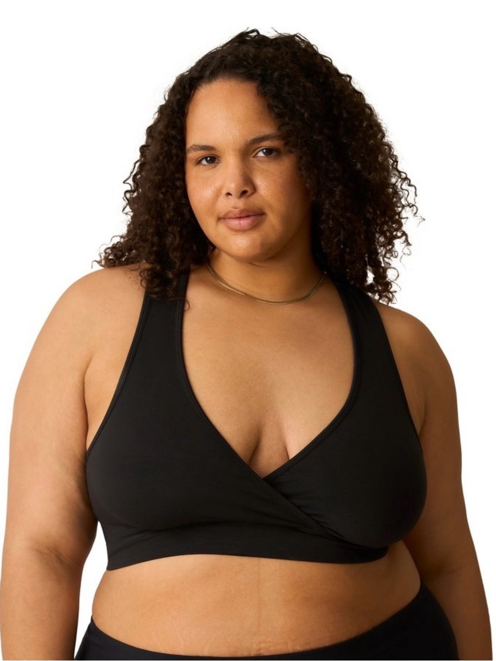 Black Wrap Front Wireless Cotton blend Nursing Bralette - Women Intimates 2XL